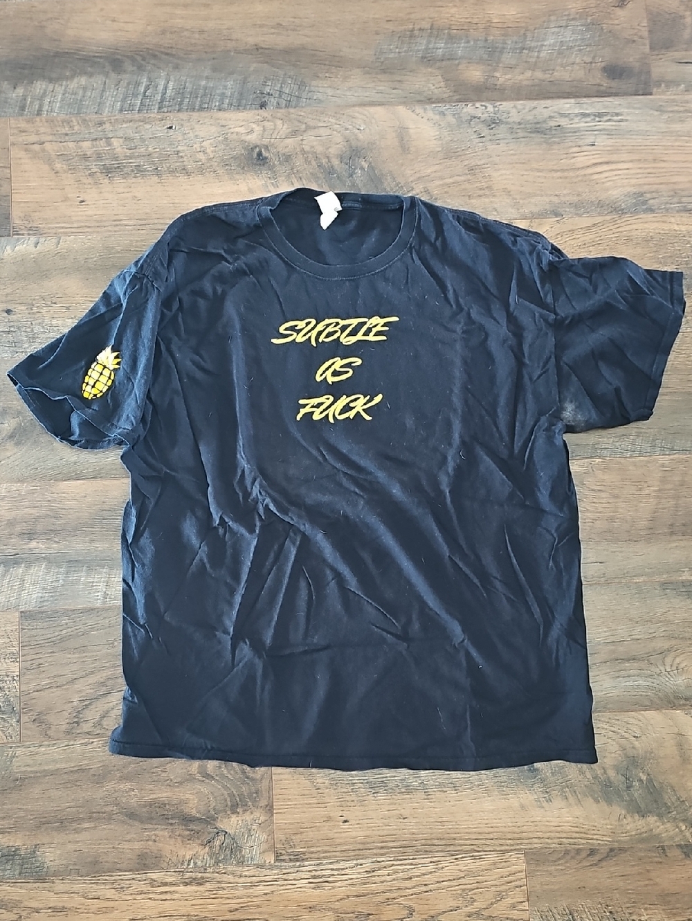 Fruit of the Loom Black Short-Sleeve Tee with Yellow Script